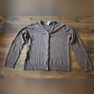 Sag Harbor Brown Cardigan Sweater V-Neck